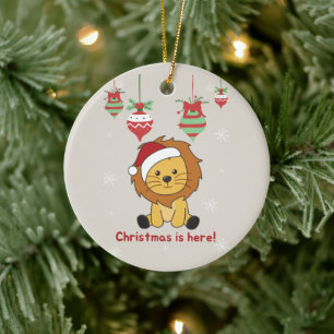 Löwen Weihnachtsschnee Wintertiere Löwen Keramik O Ornament