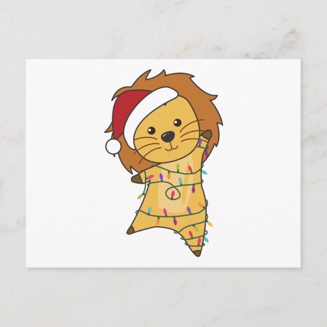 Löwen Weihnachtsschnee Wintertiere Löwen Postkarte (Vorderseite)