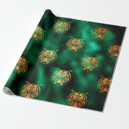 Löwendesign mit grünem Hintergrund Geschenkpapier