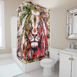 Löwenduschvorhang | Farbige Löwe Duschvorhang