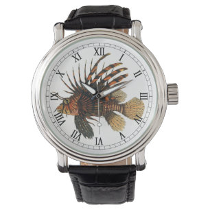Löwenfisch Fisch, Vintage Meeresleben Tier Armbanduhr