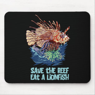 Löwenfisch Rette Das Riff Iss Löwe Lustig Cute Mee Mousepad
