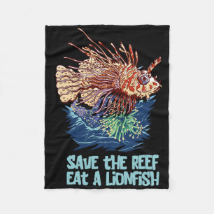 Löwenfisch Rette Das Riff Iss Löwe Lustig Süßer Me Fleecedecke