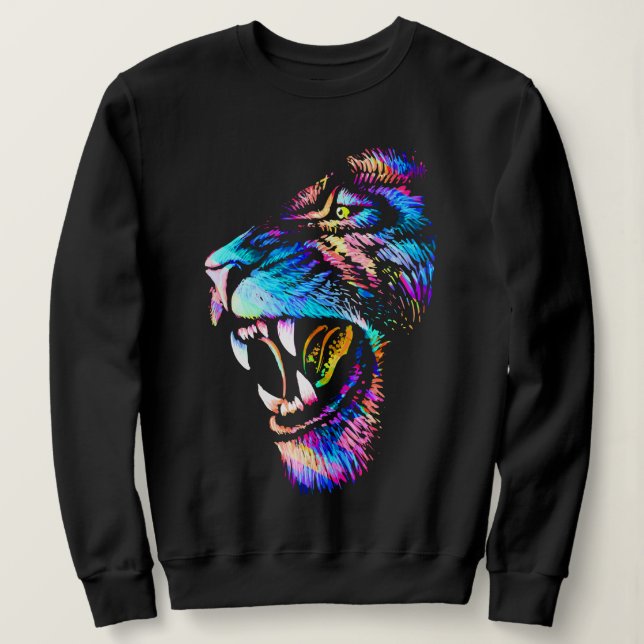 Löwengesicht Zeichnend - farbenfrohe Löwe Sweatshi Sweatshirt (Design vorne)