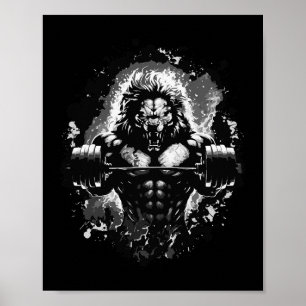 Löwengewichte Gym Besenarbeit Muskeln Bod Poster