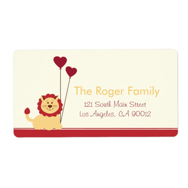 Löwenherz - Valentinstag-Etiketten (Vorne)