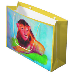 Löwenherz - Wild Animal Big Cat Zeichnend Kunst Große Geschenktüte