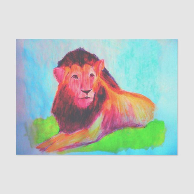 Löwenherz - Wild Animal Big Cat Zeichnend Kunst Seidenpapier (Vorderseite)