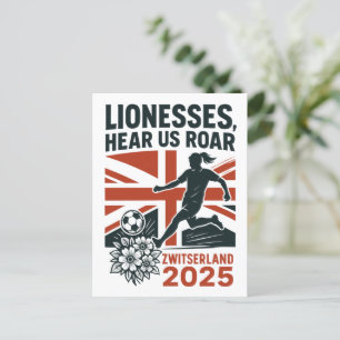 Löweninnen, Hört uns Roar - Englisch Women's Socce Postkarte