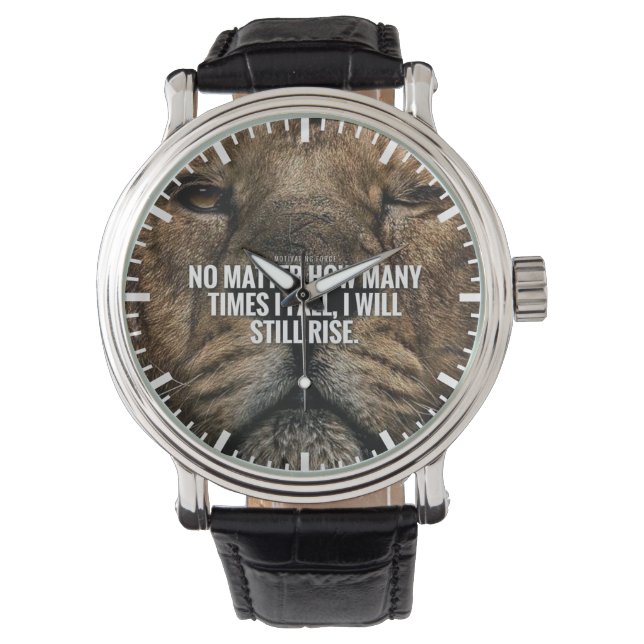 Löweninspirierung - Fall und Anstieg - Motivierend Armbanduhr (Vorderseite)