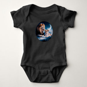 Löwenjunges Mondlicht Kunst Baby Jersey Bodysuit  Strampler