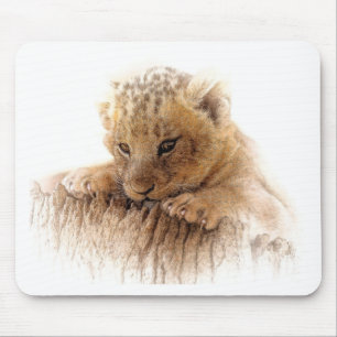 Löwenjunges schließt niedliche Augen Wache Mousepad