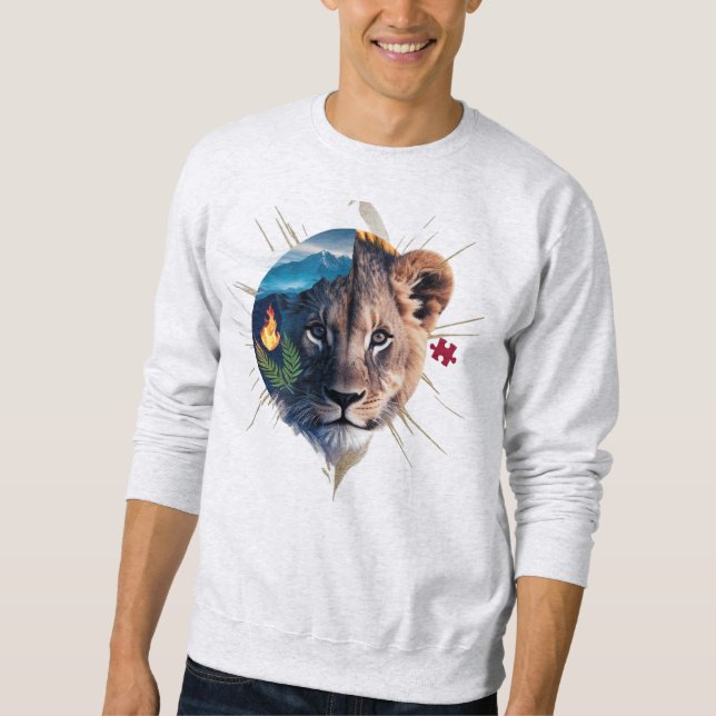 Löwenjunges Split-Face Basic Sweatshirt - Element  (Vorderseite)