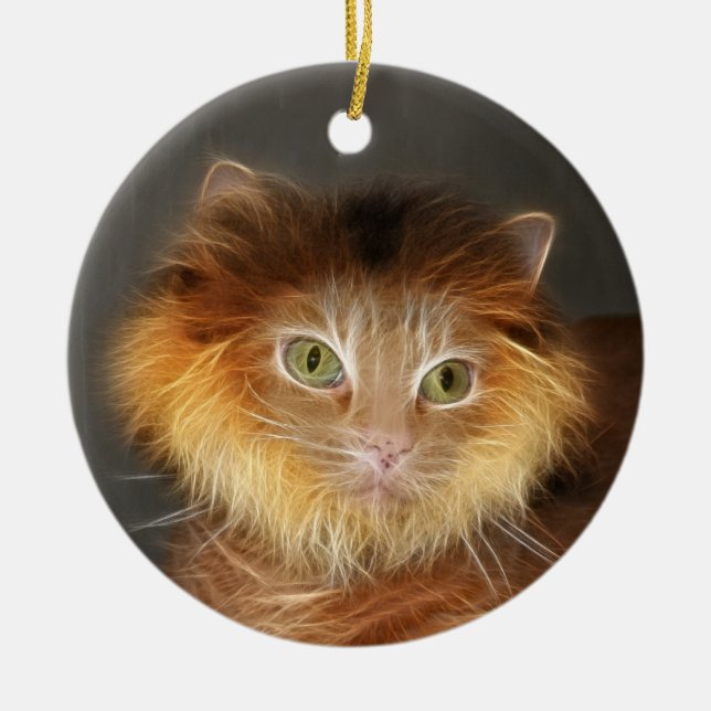 Löwenkatze Keramik Ornament (Vorne)