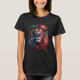 Löwenkopf Farbige Malerei Astrologisches Zodiak S T-Shirt