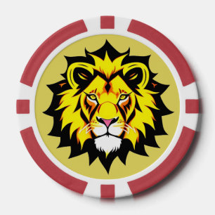 Löwenkopf-Illustration mit aufwendigen Details Pokerchips