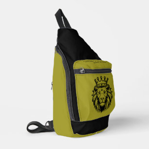 Löwenkopf mit Kronensilhouette - Schwarz 1 Crossbody Bag