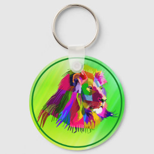 Löwenkopf-Prismatisches Pop-Art-Design-62502 Schlüsselanhänger