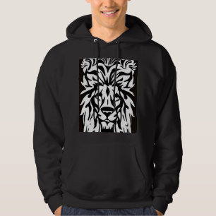 Löwenkopf, schwarz-weiße Ätzregal Hoodie