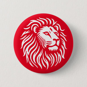 Löwenkopf - weiß auf rot button