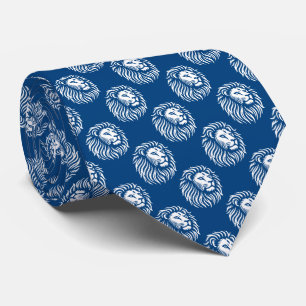 Löwenkopfmuster - Weiß auf Shibori Blue Krawatte