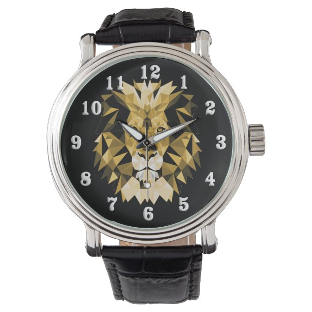 Löwenkopfweiß Zahlen Armbanduhr (Vorderseite)