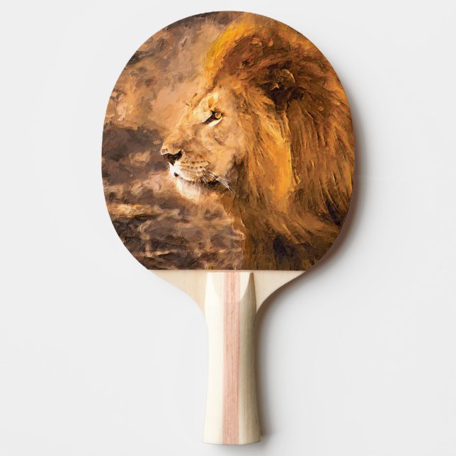 Löwenmalerei Goldener König Kunst Tischtennis Schläger (Vorderseite)