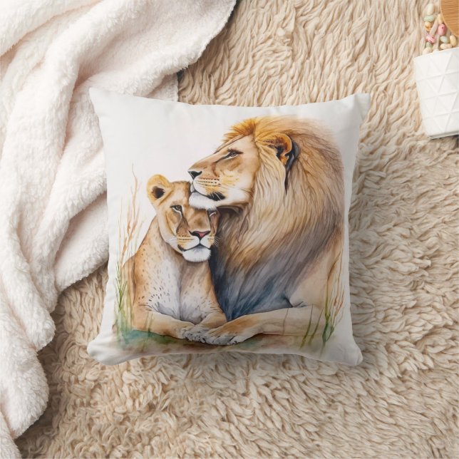Löwenmännchen & Weibchen in Liebe für Löwenliebhab Kissen (Decke)