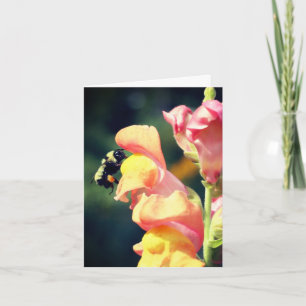 Löwenmäulchen und Bienenblumen-Fotografie-Notiz Karte