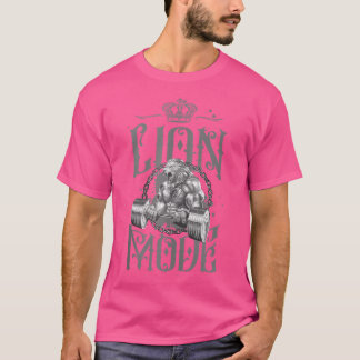 Löwenmodus-Fitness trainieren Besengewichtungsym T-Shirt