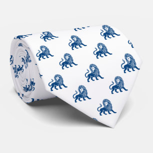 Löwenmuster - Shibori Blau auf Weiß Krawatte