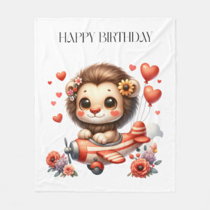 Löwenpilot Geburtstag Fleecedecke