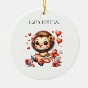 Löwenpilot Geburtstag Keramik Ornament