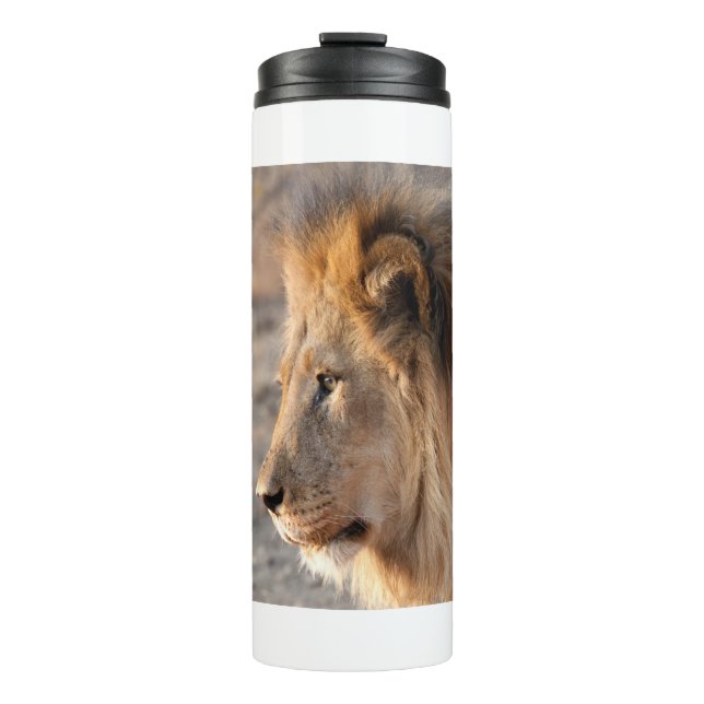Löwenportrait Thermosbecher (Vorderseite)