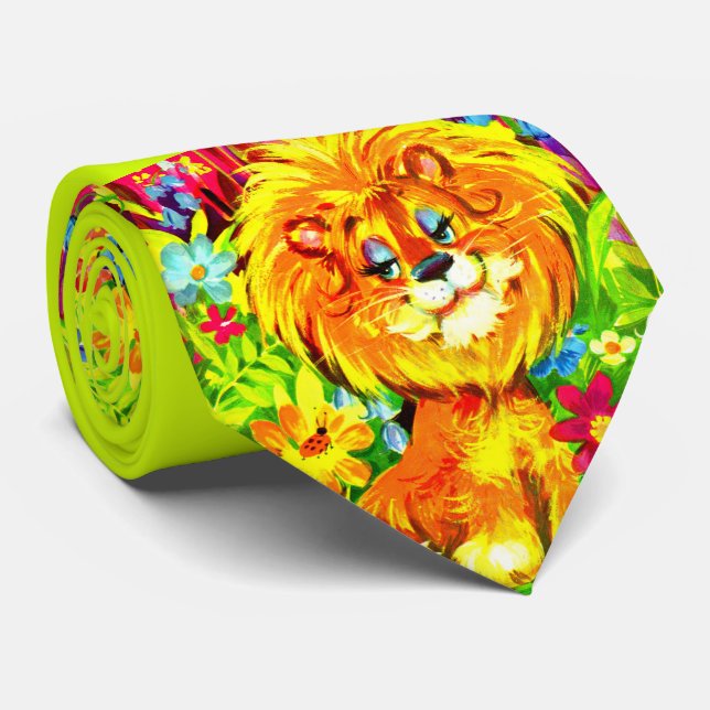 Löwenprint im Dandy-Stil Krawatte (Gerollt)