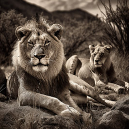 Löwenpuzzle - Schwarz-Weiß-Puzzle