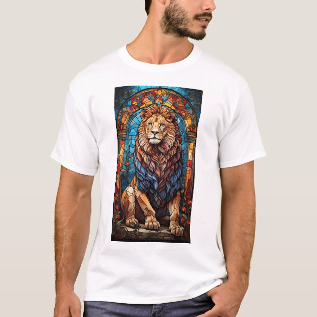 Löwenrismus: Geometrischer T - Shirt aus verkettet (Vorderseite)