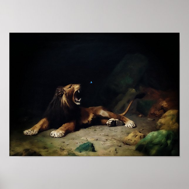 Löwenschnappen bei einem Schmetterling Poster (Vorne)