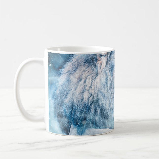 Löwenschnee liegend Tier Kaffeetasse (Links)