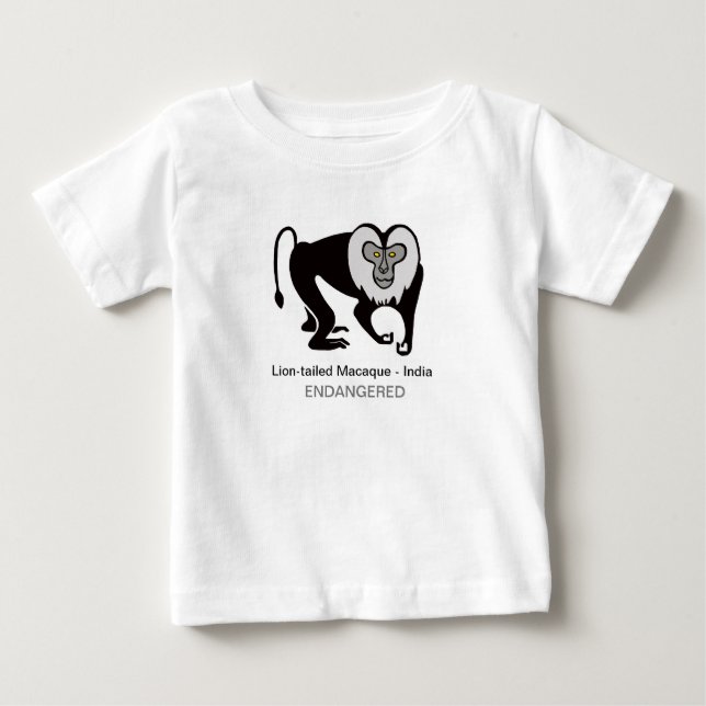 Löwenschwanz-MACAQUE-gefährdete Tiergrafik Baby T-shirt (Vorderseite)