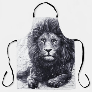 Löwenschwarz-weiße Abbildung. Schürze