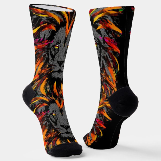 Löwensocken | Orange Dark Lion Socks Socken (Gewinkelt)