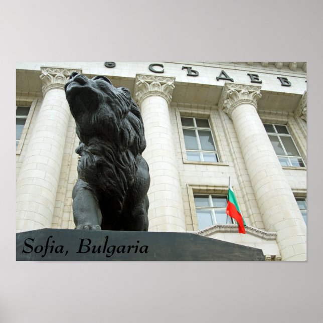 Löwenstatue, Sofia, Bulgarien Poster (Vorne)