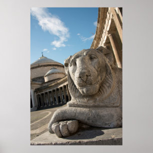 Löwenstatue vor San Francesco di Paola Poster