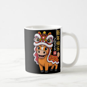 Löwentanz-Jahr des Pferdes 2026 Chinesisches Neuja Kaffeetasse