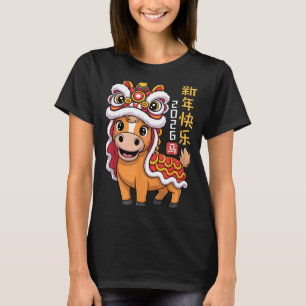 Löwentanz-Jahr des Pferdes 2026 Chinesisches Neuja T-Shirt