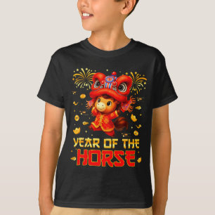 Löwentanz zum Jahr des Pferdes Lunar Chinesisches T-Shirt