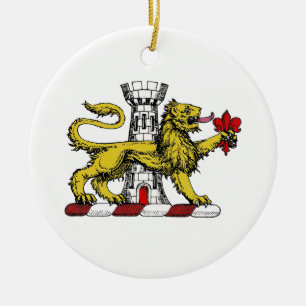 Löwenturm Fleur de Lis Wappen Emblem C Keramikornament