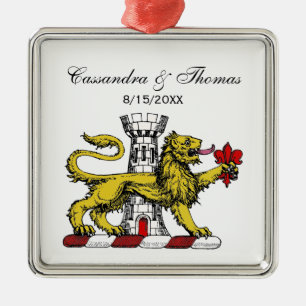Löwenturm Fleur de Lis Wappen Emblem C Ornament Aus Metall