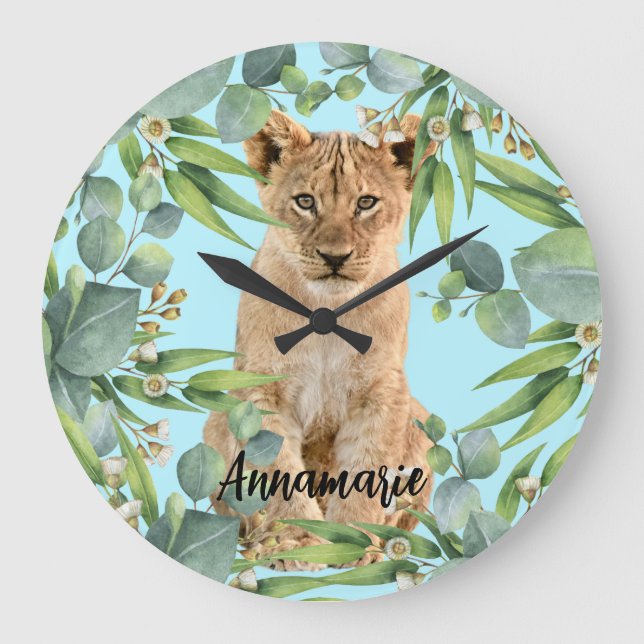 Löwenwalddschungel Große Wanduhr (Vorderseite)